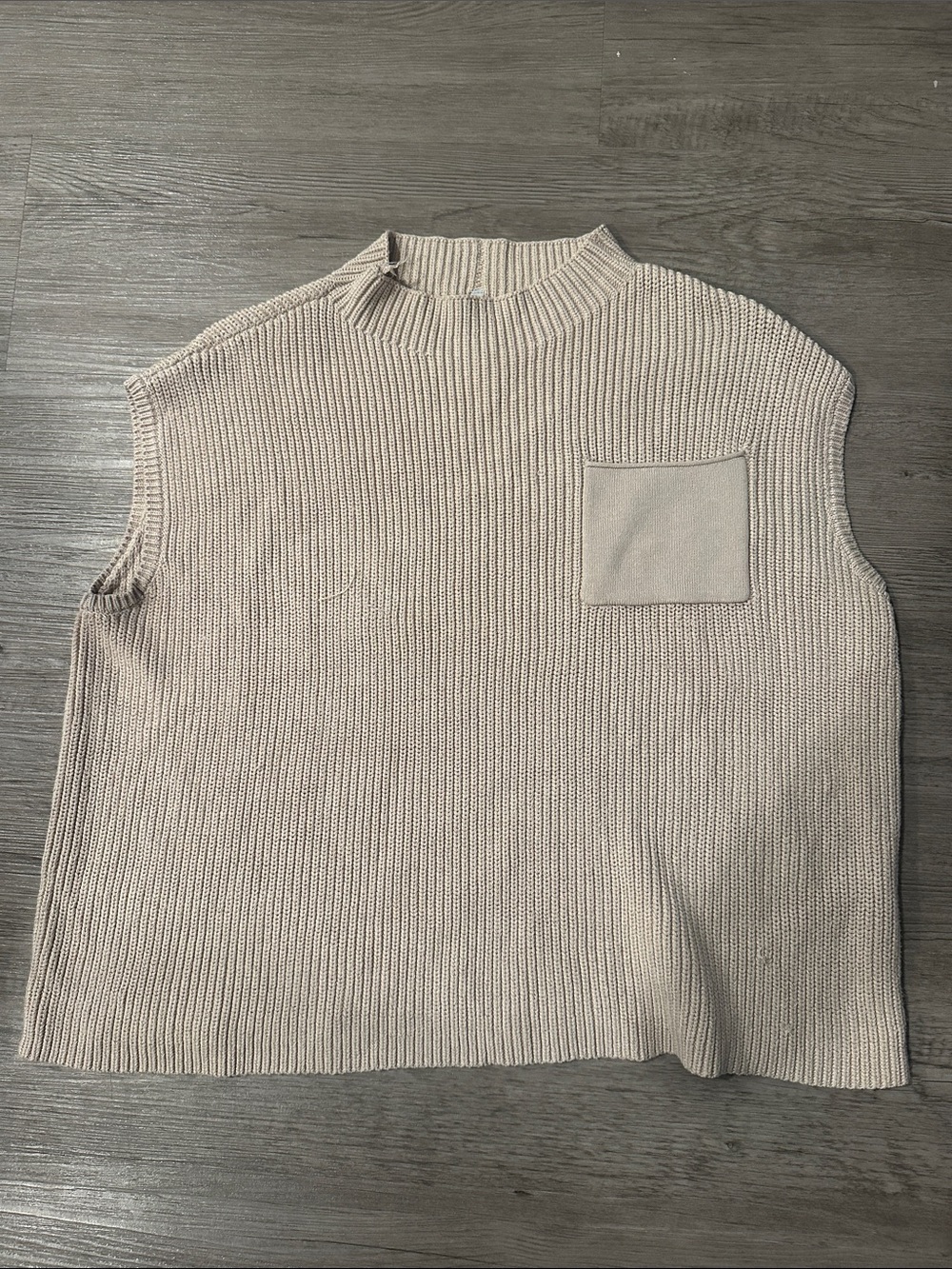 Sleeveless Knit Sweater Vest in Beige